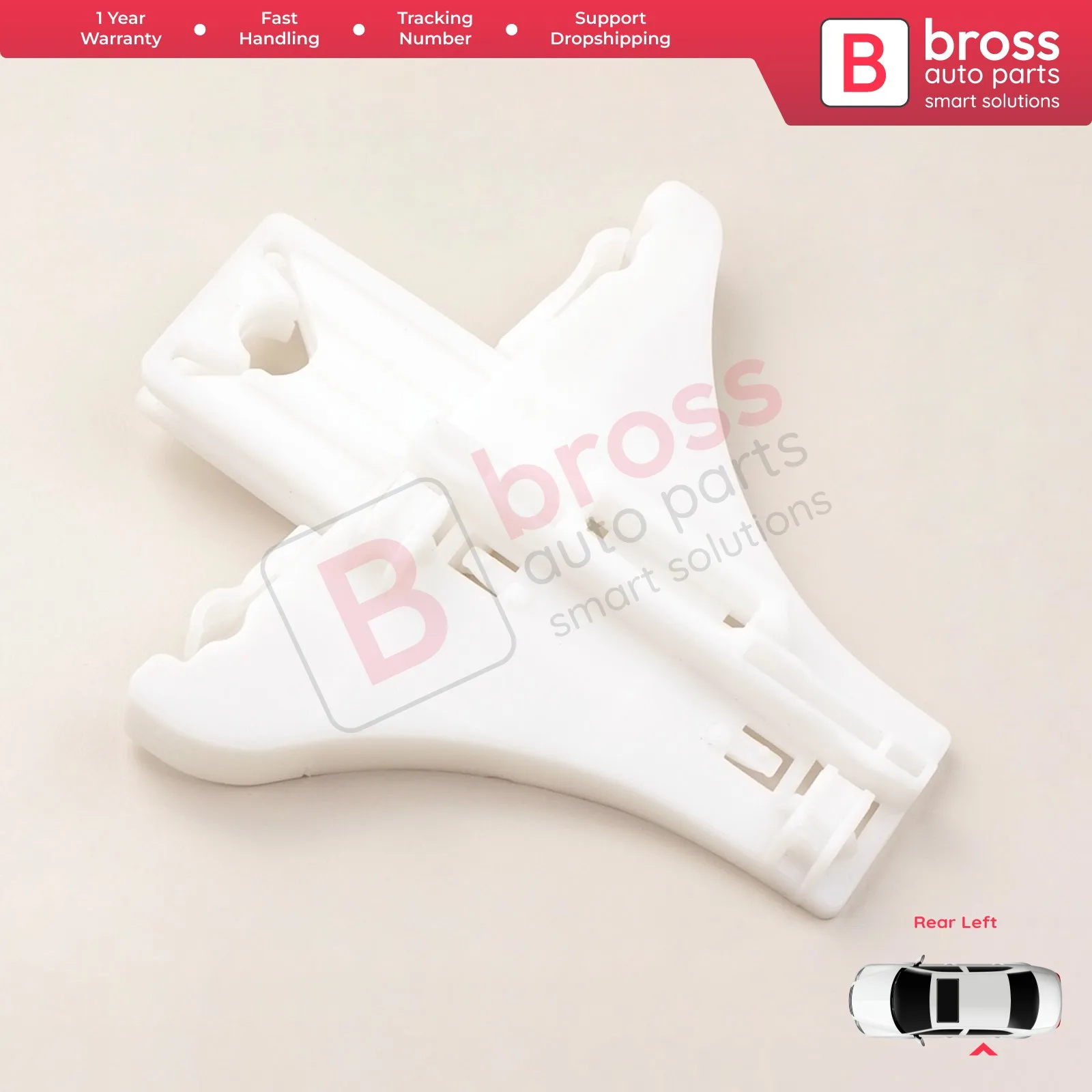 Bross – pièces automobiles BWR44, Clip de régulation de vitre électrique pour porte arrière gauche, pour VW Golf 4 & 5, Bora,Passat