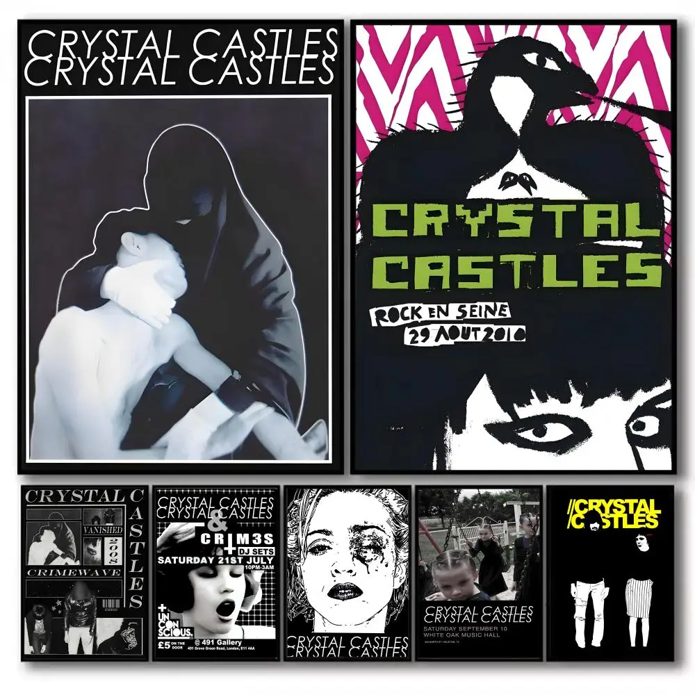 Band C-Crystal Castles Poster-Aufkleber, selbstklebend, Malerei, Wanddekoration, Wandaufkleber für Schlafzimmer, Wohnzimmer, Zuhause, HD-Geschenk