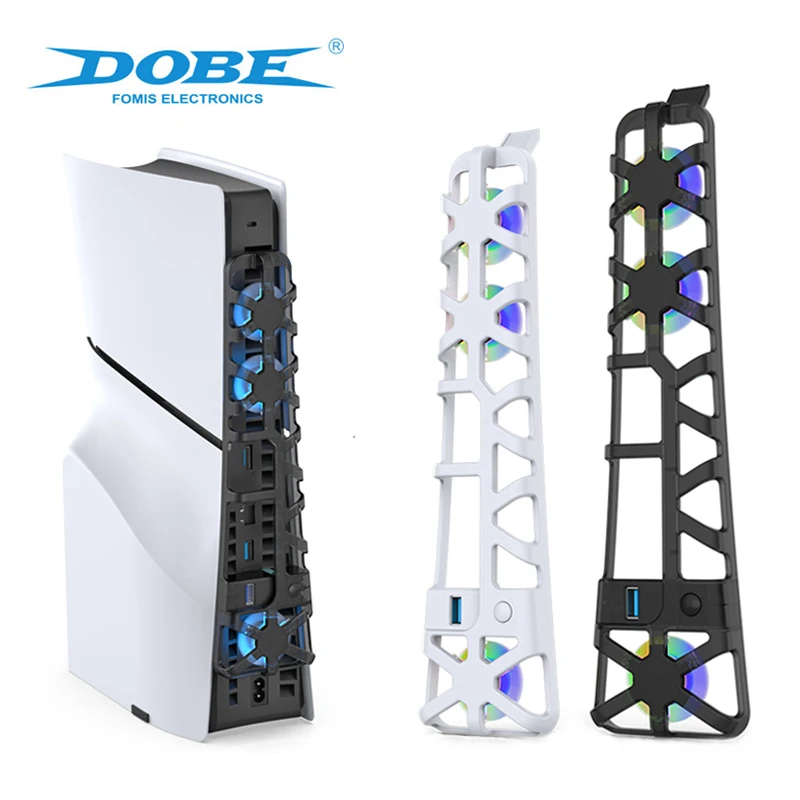 DOBE-koelventilator voor PS5 Playstation 5 Slim Console Disc Edition/Digital Edition met RGB-verlichting en USB 3.0-poort TP5-3538S