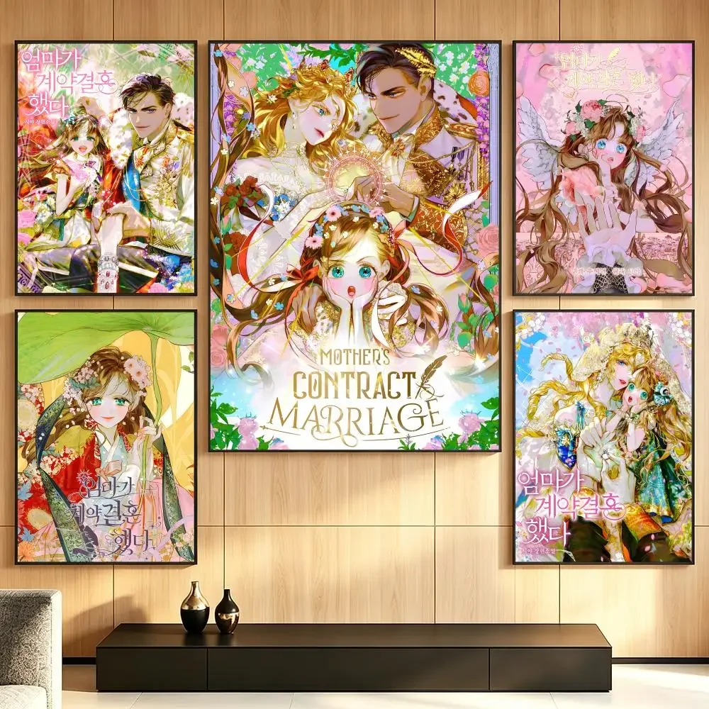 comic Mother’s Contract Marriage Poster Poster HD Printing Cozy Warm Style Home Decor Suitable for Living Room Bedroom Gift