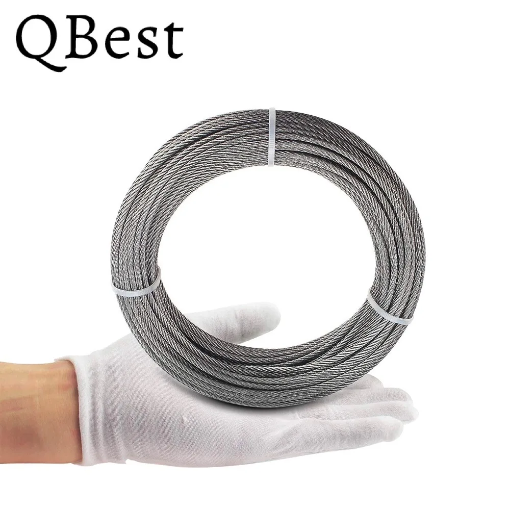 

20/30/50M 3mm Diameter 7X7 Construction 304 Stainless steel Wire rope Alambre Fishing Lifting Cable Railing Rope Accessory