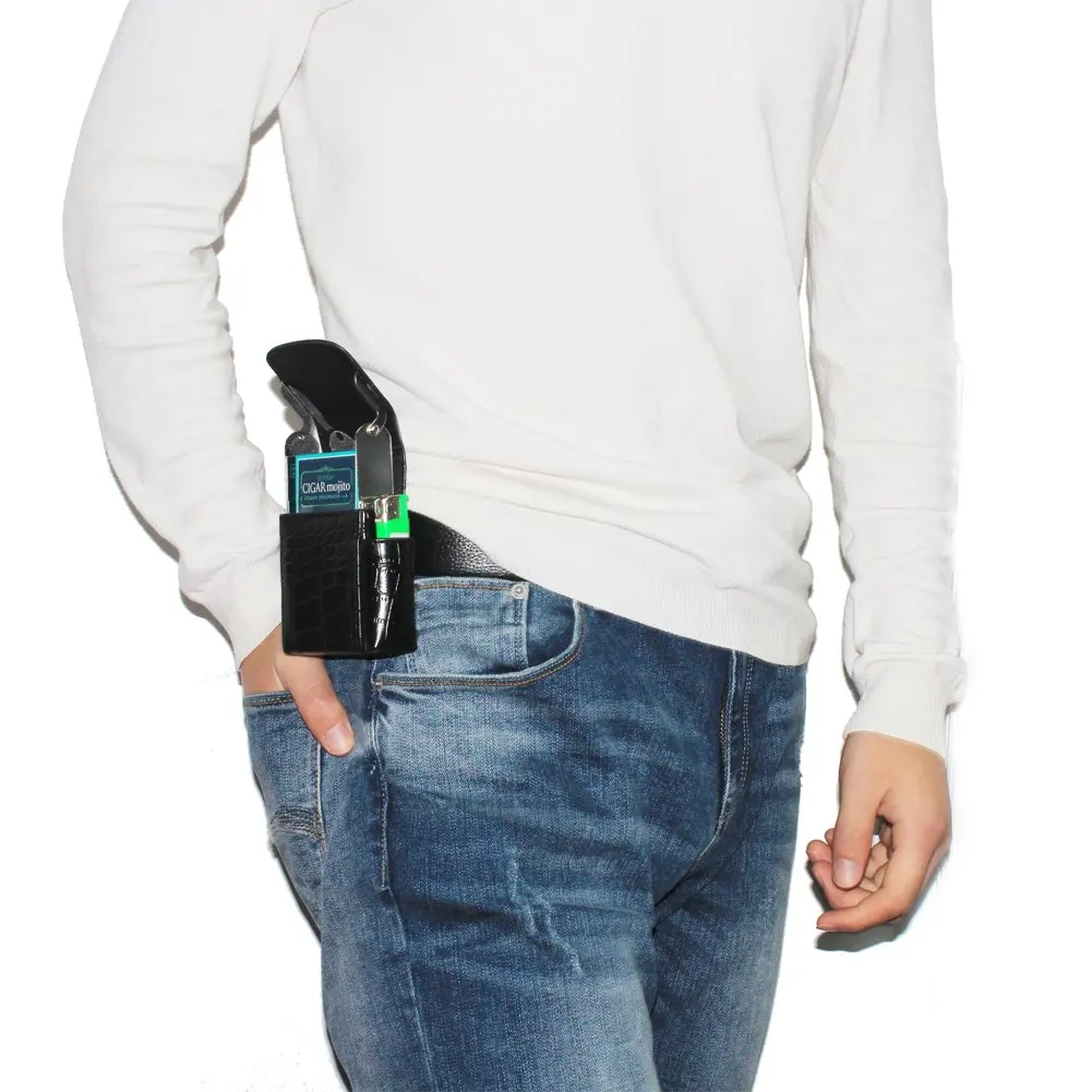 Estuche de cuero sintético para cigarrillos, funda para encendedor de gas, riñonera, accesorio para fumar, regalo de cumpleaños