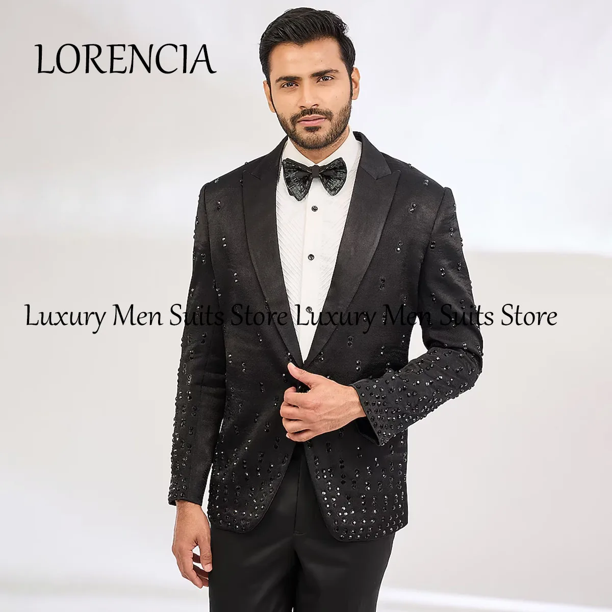 

Sparkly Crystals Men Suits Double Breasted 2 Pieces Sets Groom Wedding Tuxedos Bridegroom Prom Blazers Fashion Terno Masculino