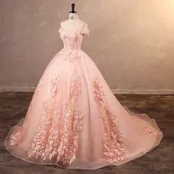 Quinceanera Dress Autumn New 2023 Sweet Flower Ball Gown With Tail Luxury Lace Party Dress Plus Size Prom Dress