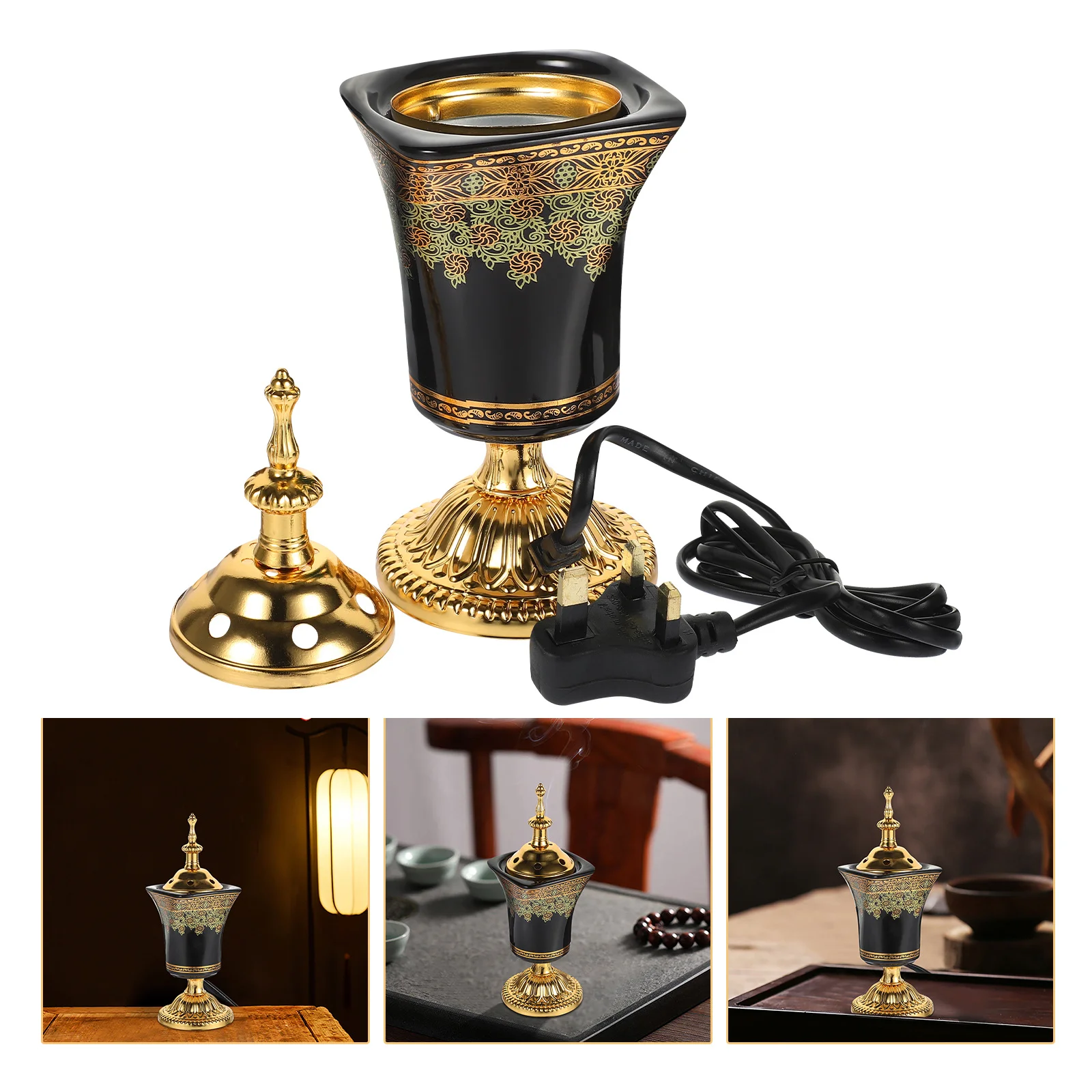 

Decorative Ceramic Incense Burner Electric Aroma Diffuser for Living Room 220-240V Uk Plug Electric Incense Burner