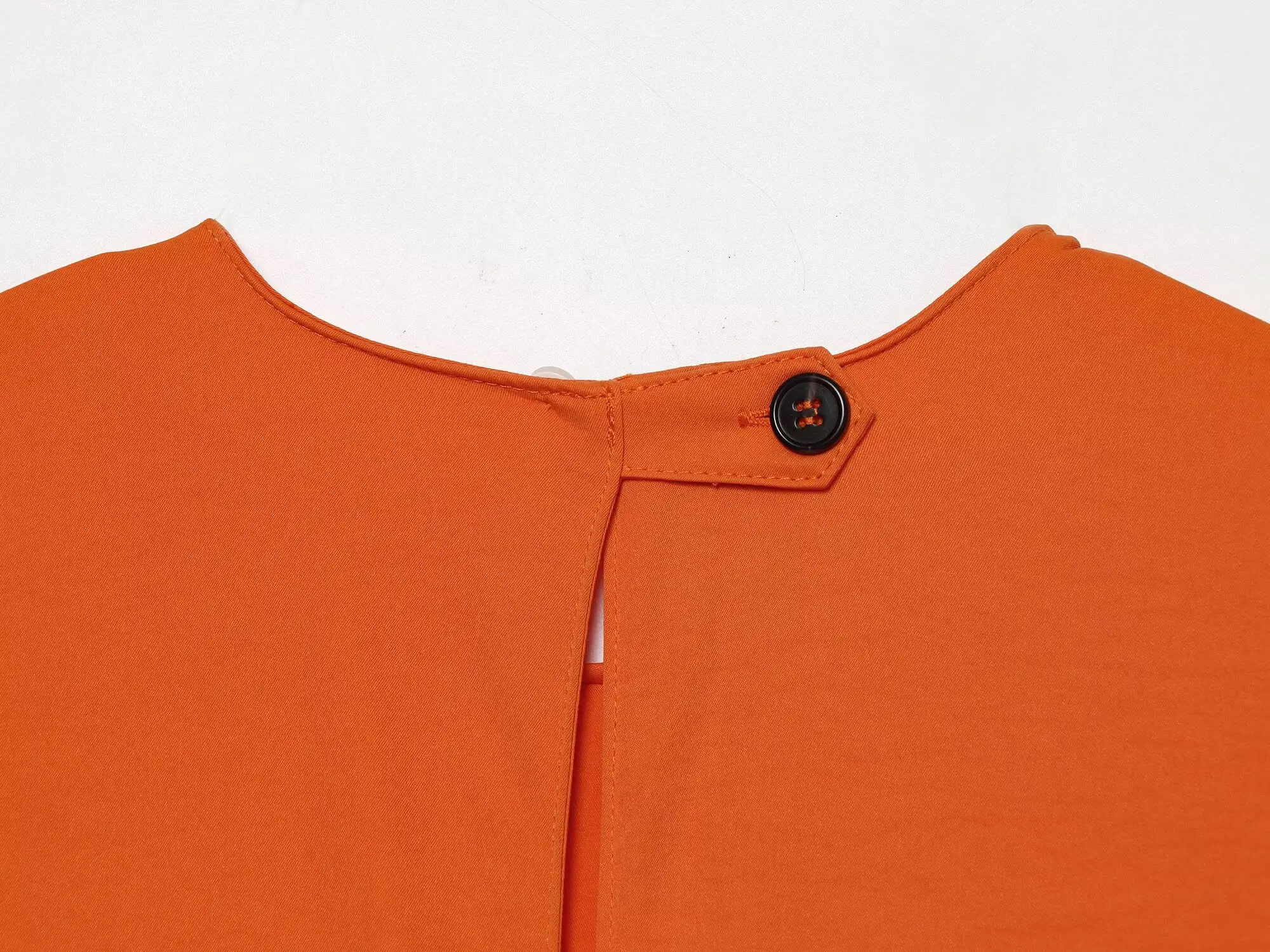 TFMLN Damen Einfarbiges Langes Kleid Rundhals Lange Ärmel Rüschenkanten-Dekoration Sommerkleidung Modische Elegante Schlanke Kleider – Detail 18