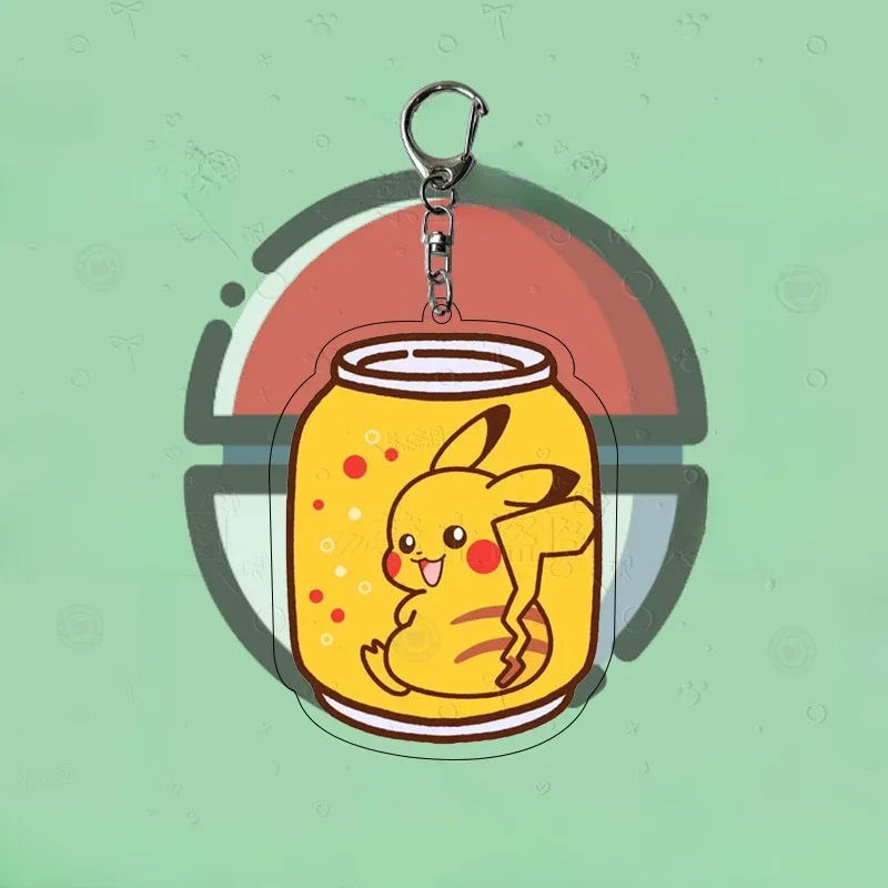 New Pokemon Cartoon Acrylic Keychain Pokemon Pikachu Duck Couple Bag Pendant Cross border Foreign Trade Keychain Children's Gift