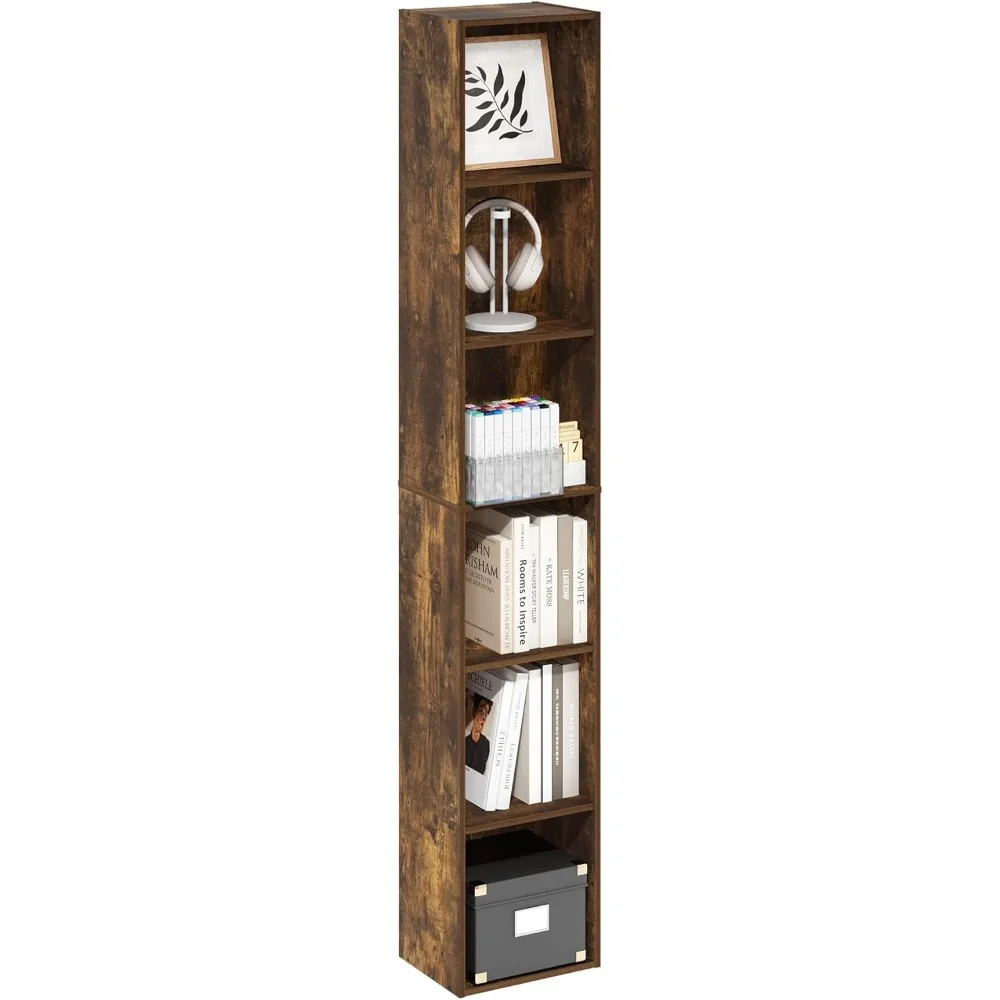 6-Tier Tall Modern Open Shelf Bookcase, 9.3 x 12 x 71, Suitable for Living Room and Bedroom