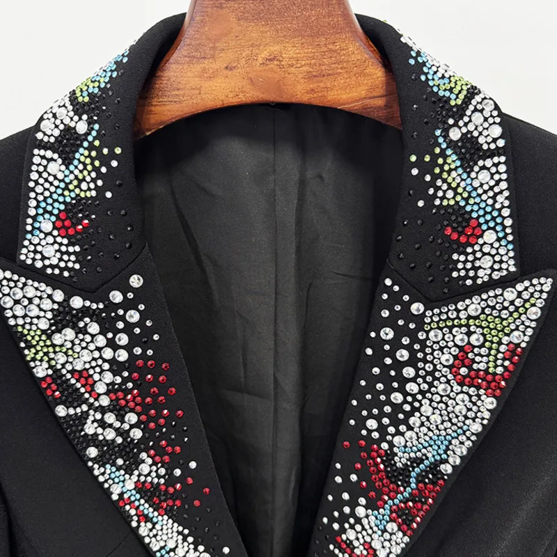 HKSH 2026 Primavera Nuove Donne Blazer Borchiato Diamanti Colorati Singolo Bottone Slim Fit Elegante Tendenza Office Lady Cappotto di Lusso HK17503