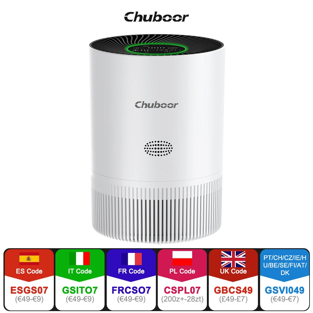 

Chuboor Air Purifier for Home Allergies Pet Hair in Bedroom Covers Up to 360 ft² 3-in-1 Filter with HEPA Remove Dust Smoke Odor