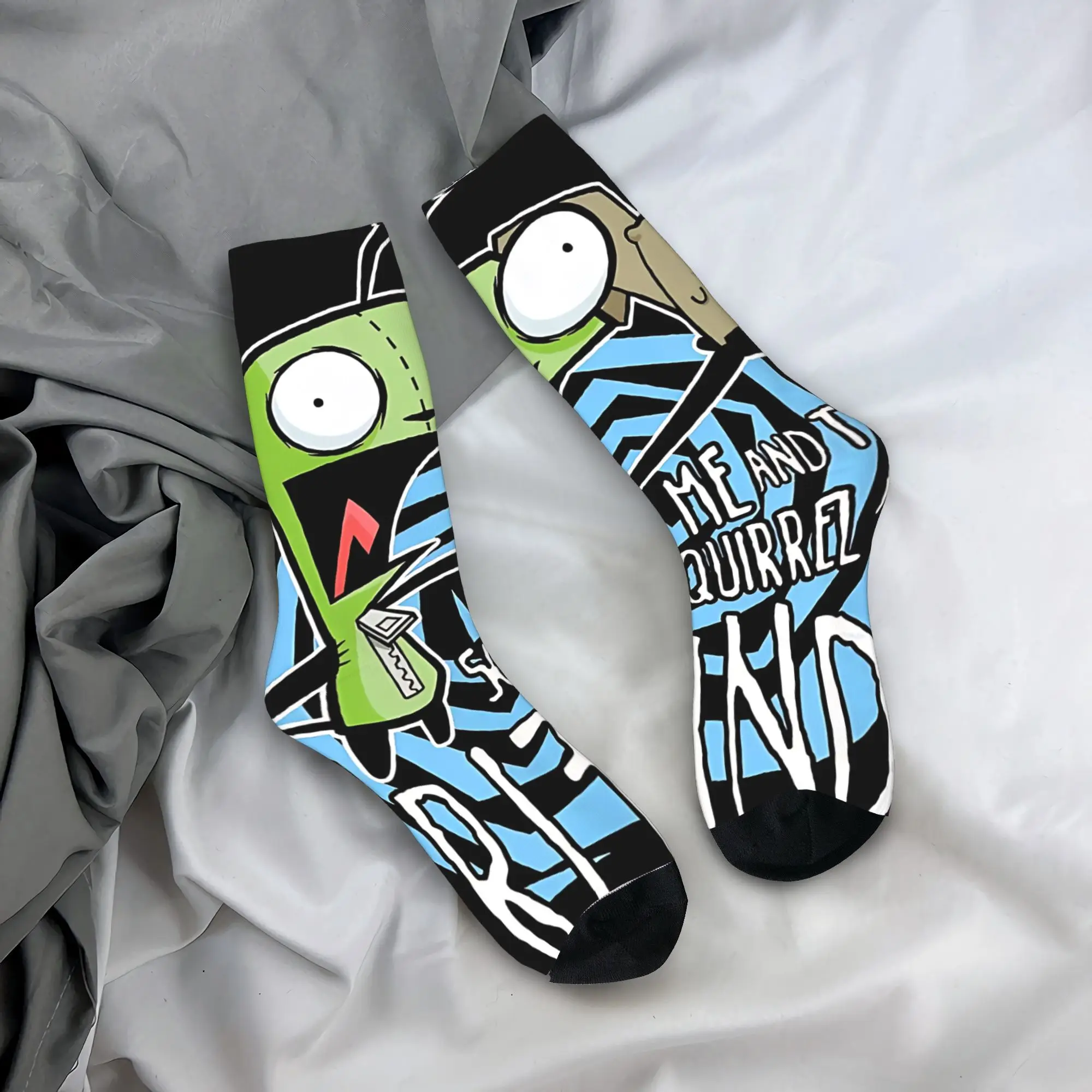 

Носки Invader Zim Movie, забавные чулки, мужские качественные велосипедные носки, зимние антибактериальные носки с рисунком