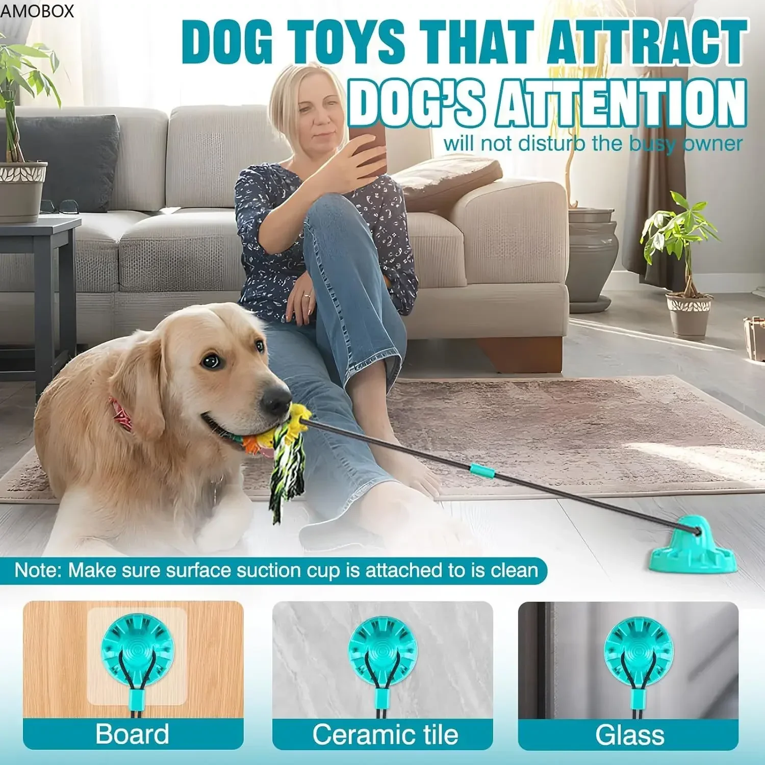 -Interactive Puzzle for Dogs, Suction Cup, Tug of Teething, Squeaky Ball, Interactive Toy for Aggressive Chewers Pet Accessories