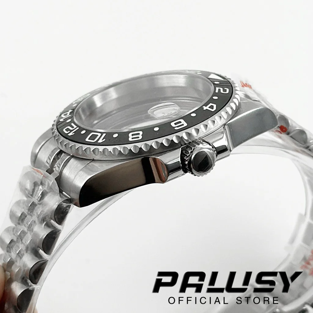 40mm sub caixa de relógio preto gmt moldura creme cristal safira para nh34 nh35 nh36 nh38 nh70 nh72 eta2824 movimento nh35 peças