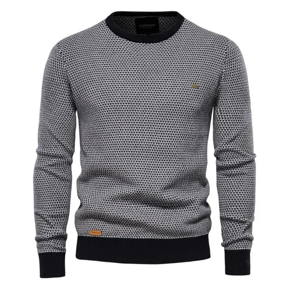 Cotton Spliced Pullovers Sweater Men Casual Warm O-Neck Quality Mens Knitted Sweater Winter Fashion Sweaters for Men Clothes