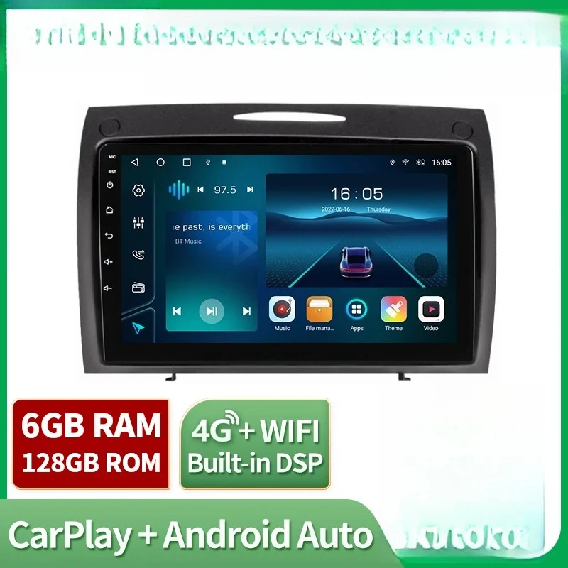 Head Unit Autoradio Car Radio GPS Android 14.0 Player For Mercedes Benz Slk 2004-2011 Multimedia System Wireless CarPlay
