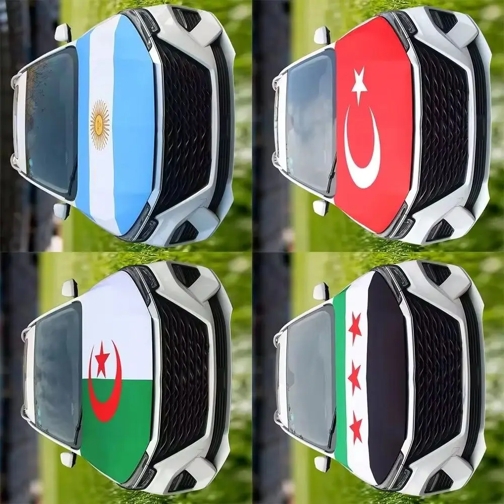 115x160cm National Flag Algeria Argentina Syria Turkey Car Engine Cover Decoration Elastic Fabrics Full Graphic Decor