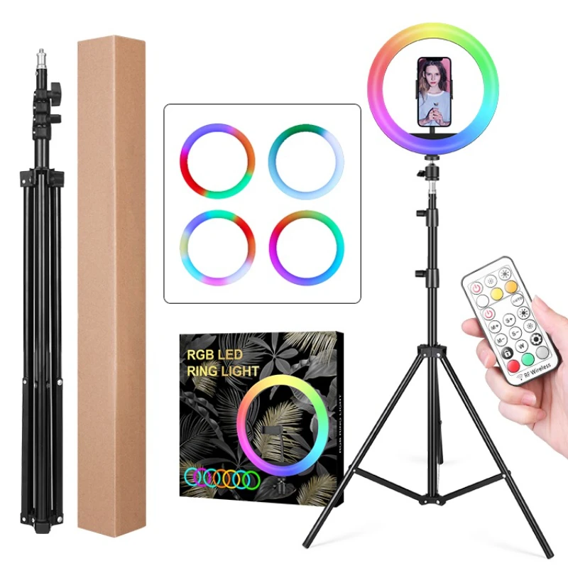 

Best-selling RGB video ring light 360 photography lighting 16-color rainbow luminous selfie live broadcast fill light tool