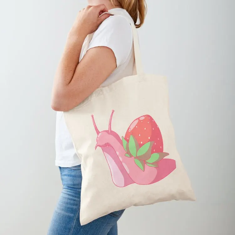 Strawberry snail Tote Bag shopper bag women great bag reusable grocery bags tote men