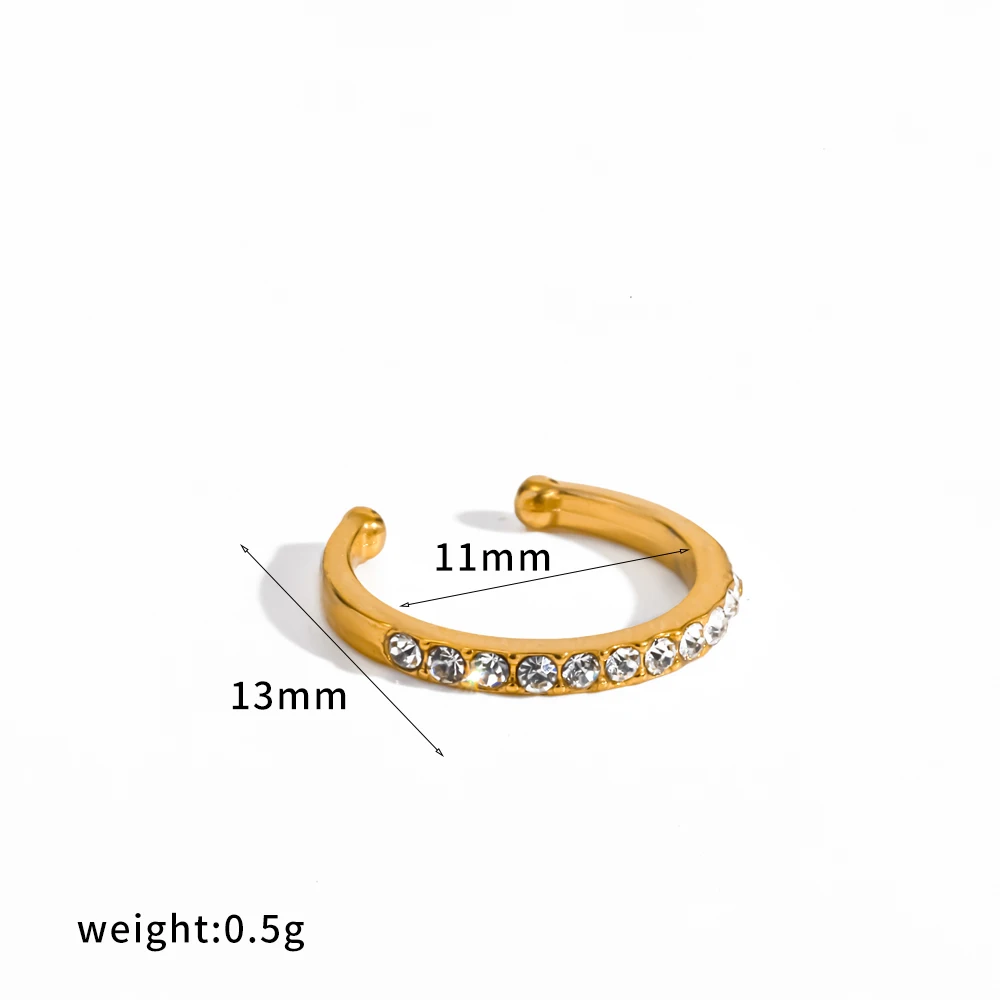 Modischer Ohrclip aus Edelstahl mit Metall-Einlage und Zirkonia, wasserdichter Schmuck für den Großhandel – Detail 6