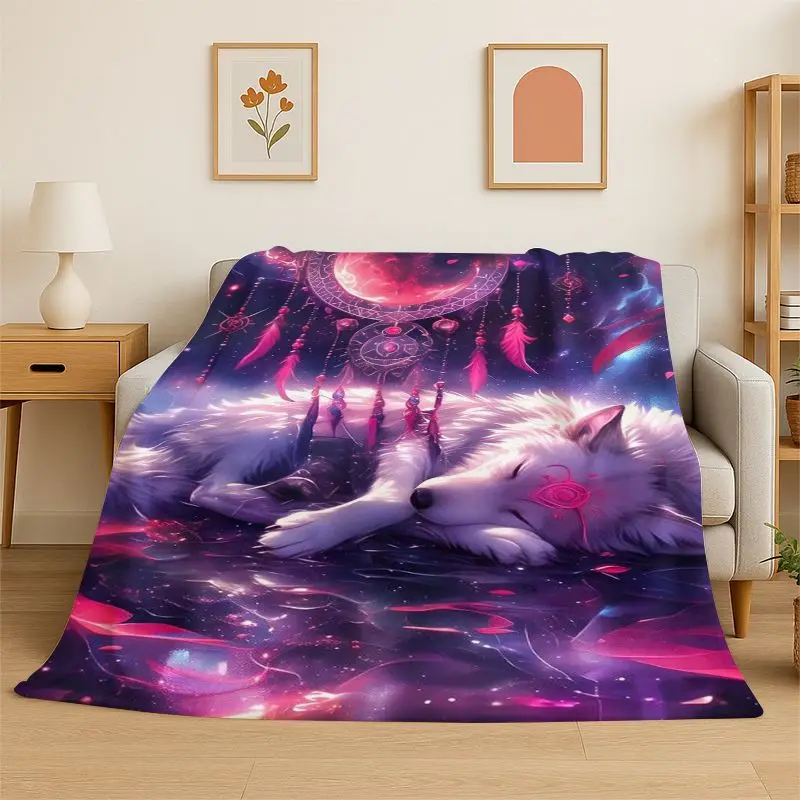 Yin Yang Fox Cute Animal Cartoon Flannel Blanket Soft Throw Blanket for Bedroom Living Room Bed Travel Camping Picnic Nap Cover