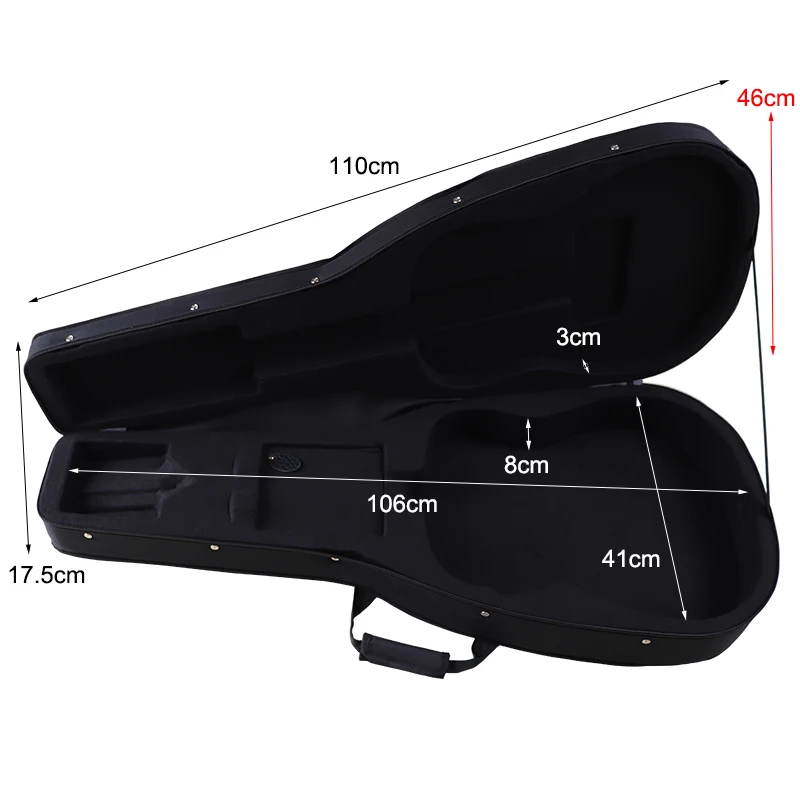 Double & Single Belts Guitar Hard Case for Acoustic or Electric Guitar 41inch and 39 Inch