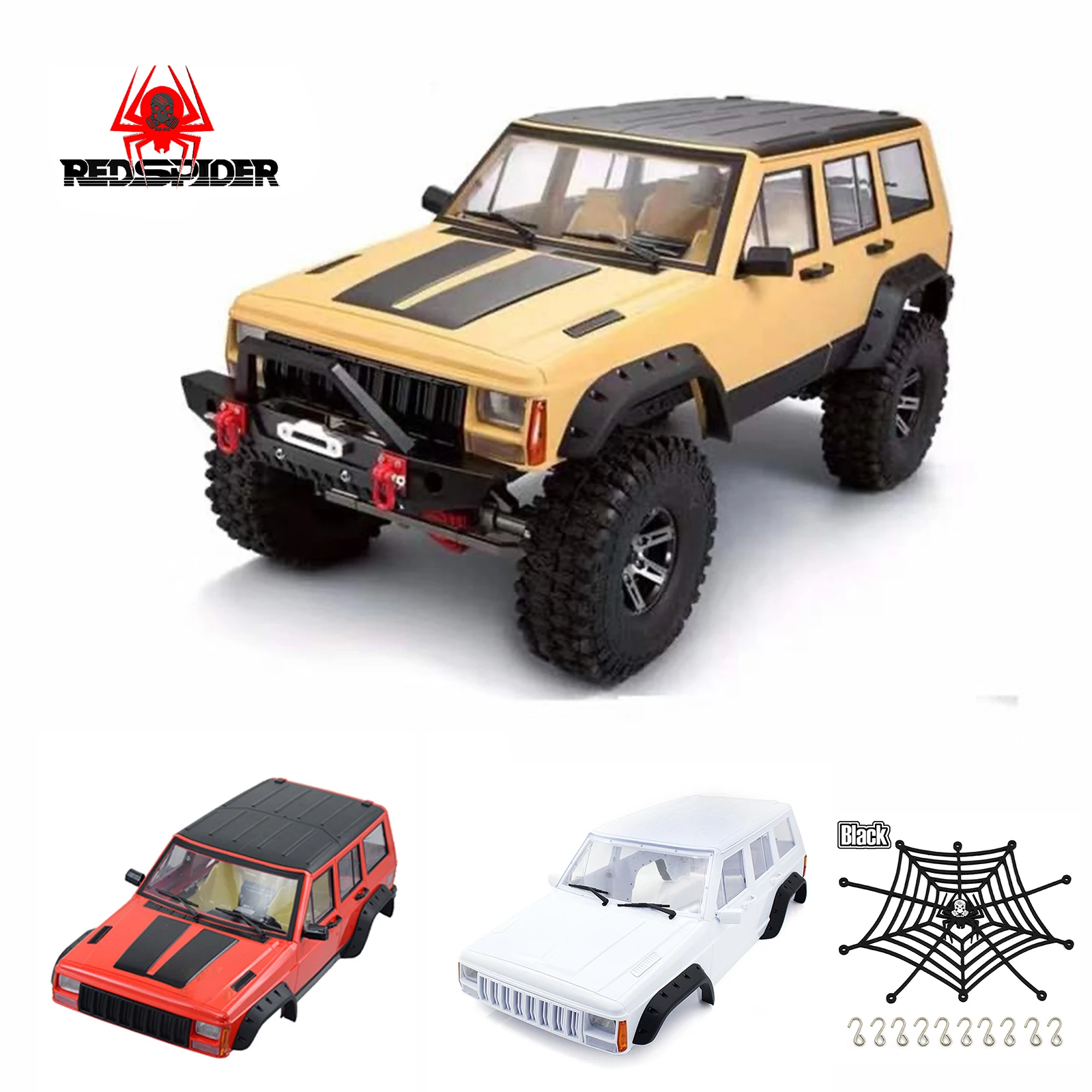 RED SPIDER Malowane nadwozie Cherokee 313 mm 12,3" Rozstaw osi Plastikowa obudowa samochodu do gąsienic RC Axial SCX10 i SCX10 II 1/10 90046 90047
