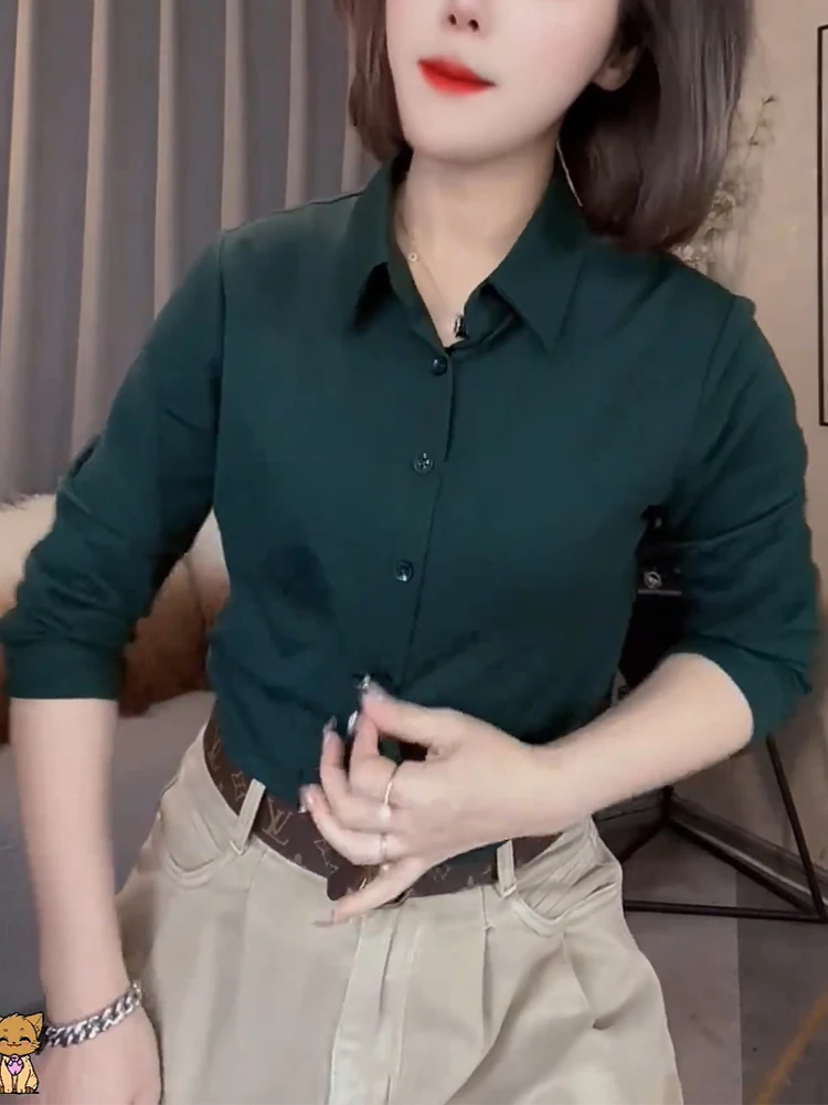 

Женский топ больших размеров, повседневный, свободный крой, для работы, стройнящий, весенний, универсальный, с эффектом высокого класса