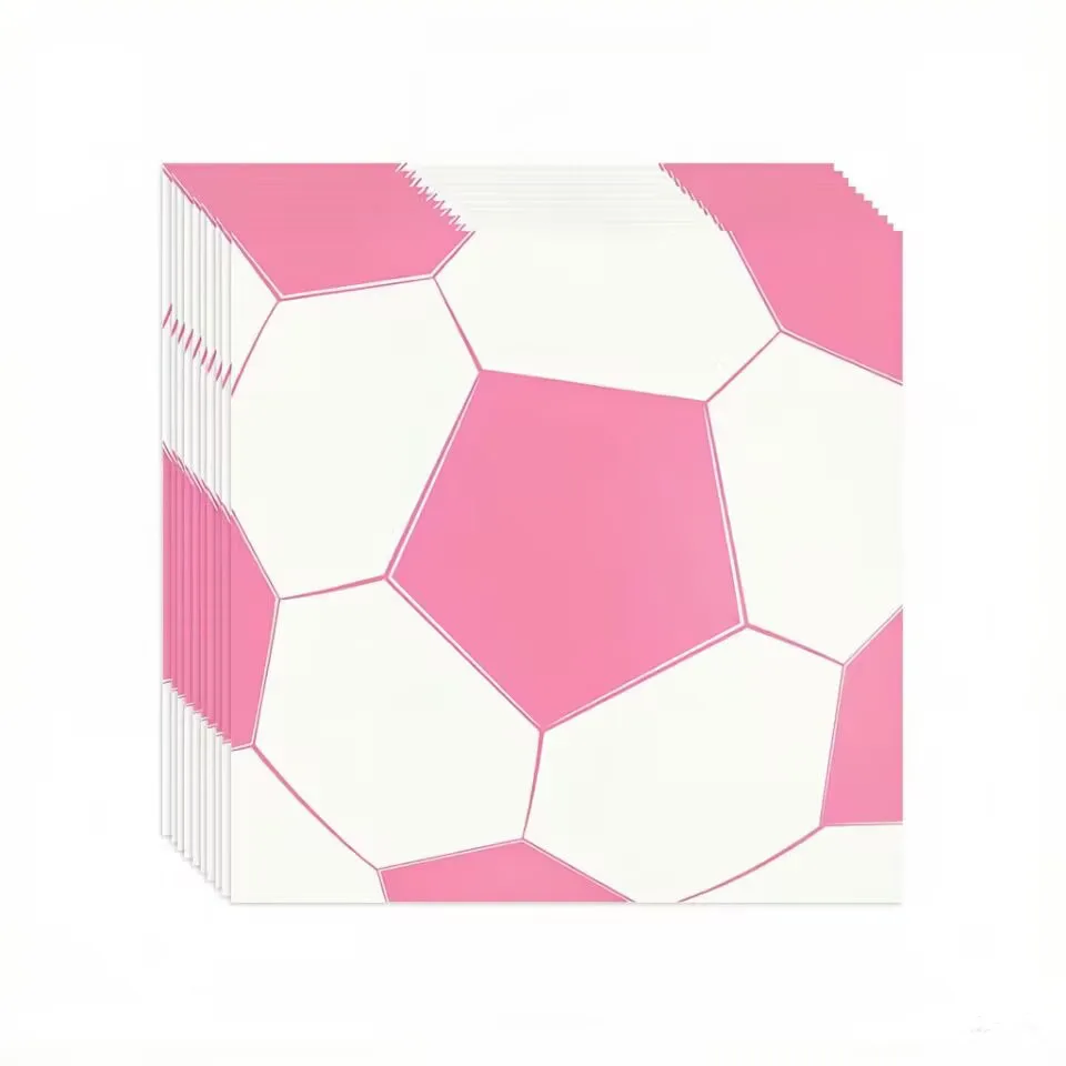 Neues Rosa Einweg-Fußball-Geschirr, Pappbecher, Teller, Servietten, Tischdecken, Geburtstagsfeiern, Feierlichkeiten, Partyzubehör – Detail 5
