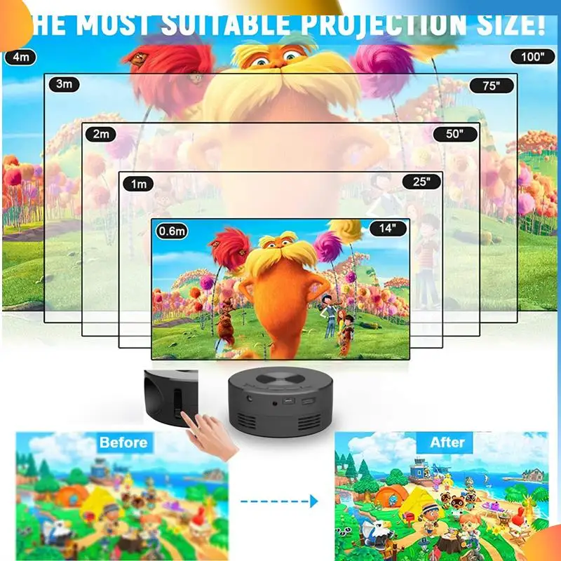 

B48A Mini Projector LED Home Media Player Audio Portable Projectors With Projector Stand USB Projection Same Screen Mirror Durab