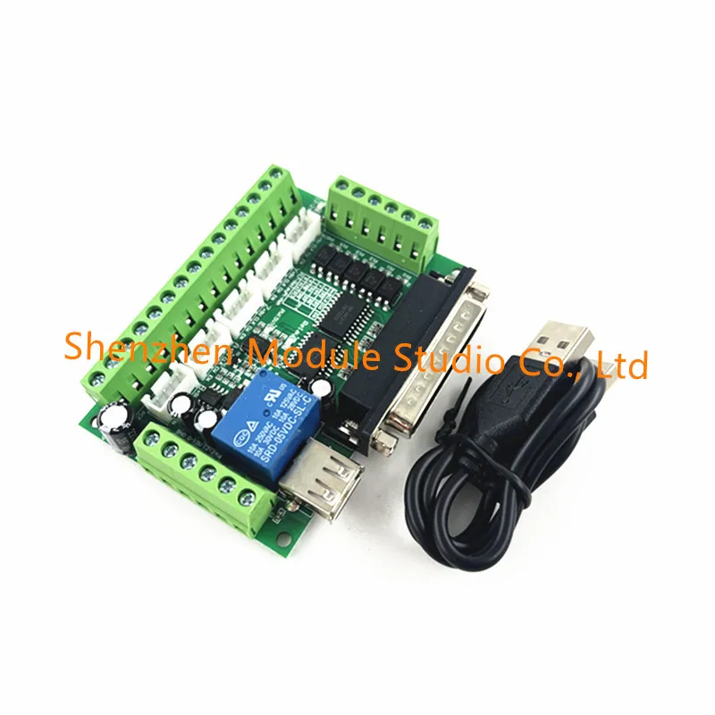 5 Axis CNC Interface Adapter Breakout Board for Stepper Motor Driver Mach3 +USB Cable LPT Cable step motor