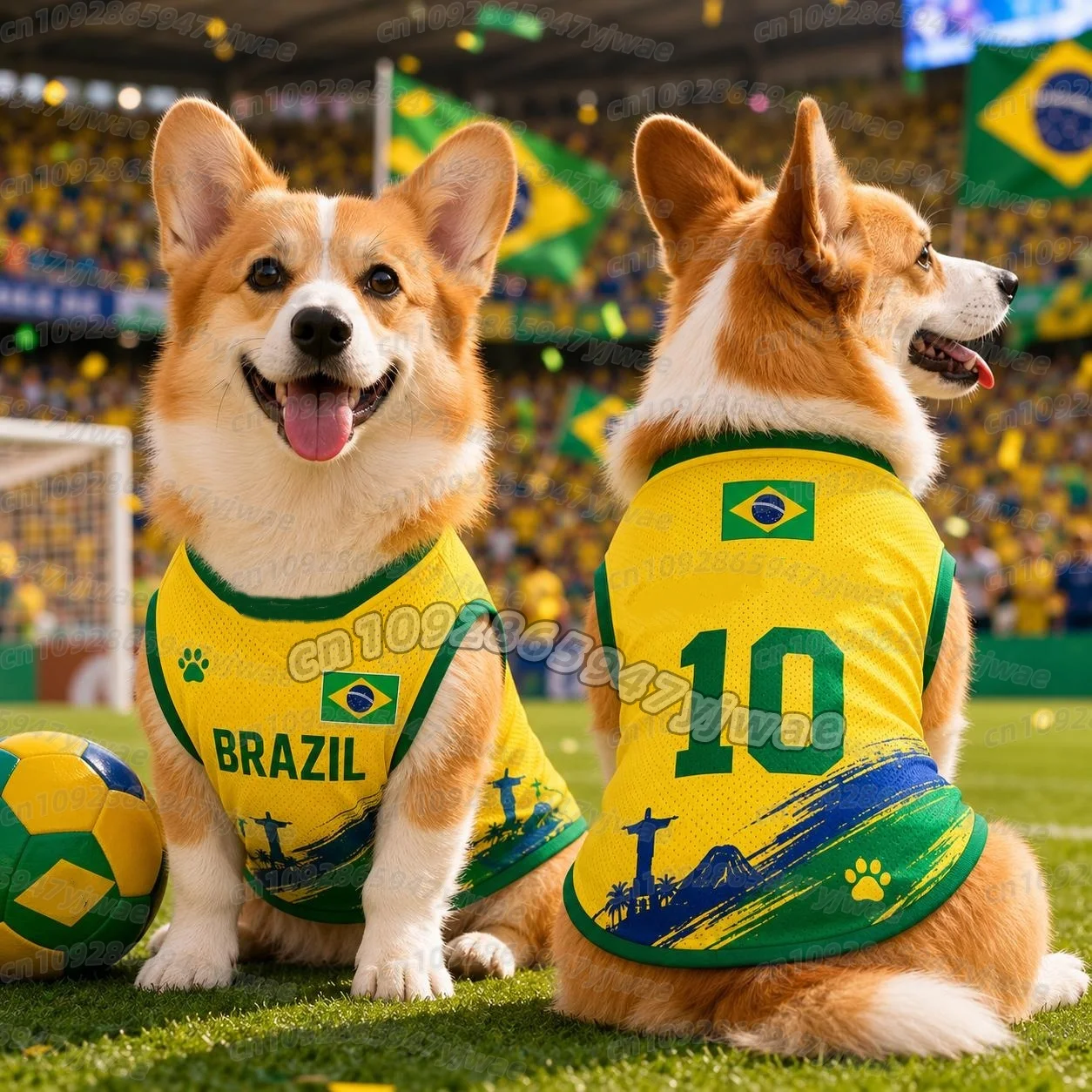 Pet Soccer Brazil Jerseys Brazil NO.10 print Basketball Clothes Puppy T-Shirt Summer Pet Cat Shirts For  soccer fans Dogs VEST