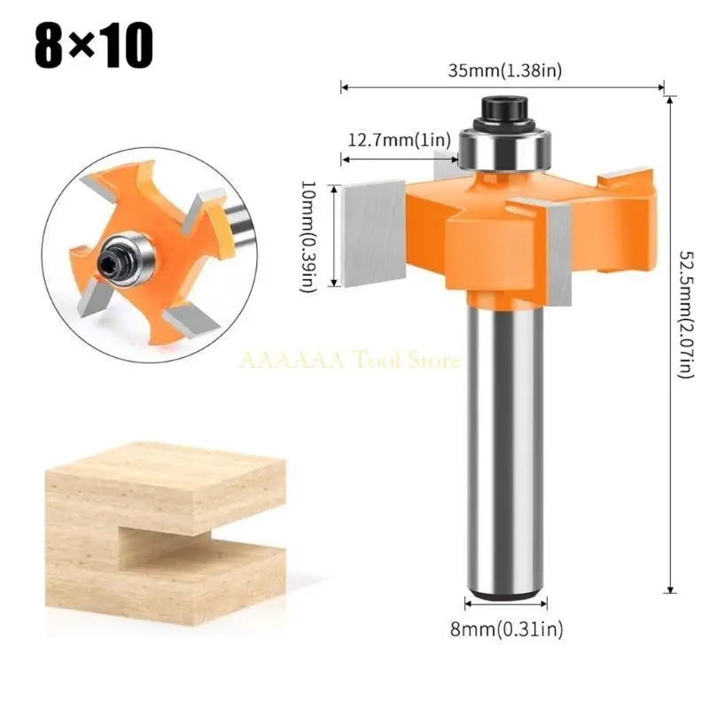مجموعة لقم التوجيه الاحترافية A2BE لقطع أخاديد القرص لأعمال النجارة، ساق 8 مم تتضمن 4 أطراف من سبائك الصلب