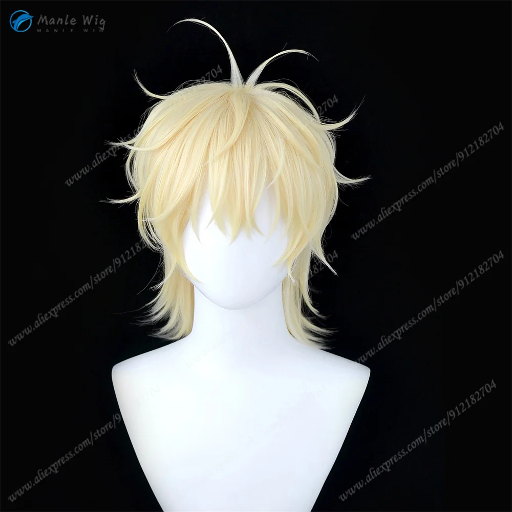 Anime Alien Luka Cosplay Wig Stage Unisex Short Golden Wig Luka Cosplay Anime Wigs Heat Resiatant Synthetic Hair + Free Wig Cap