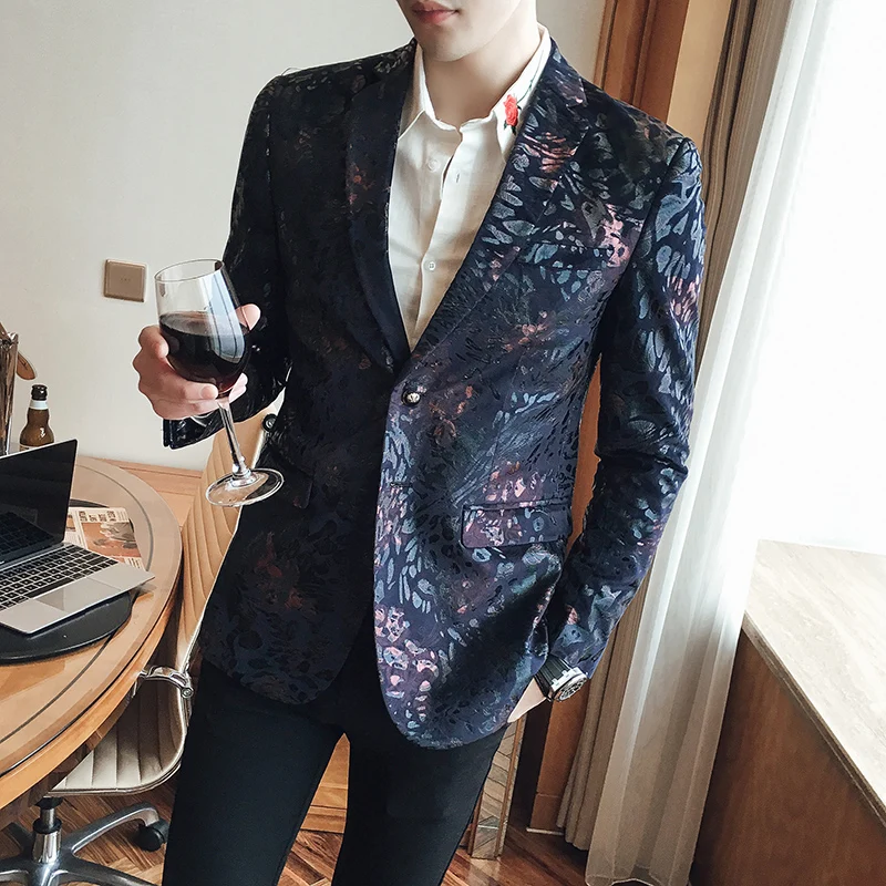 2023 High Quality Men Fashion Handsome Europe and The United States Handsome Stage All Casual Trend Four Seasons Blazers