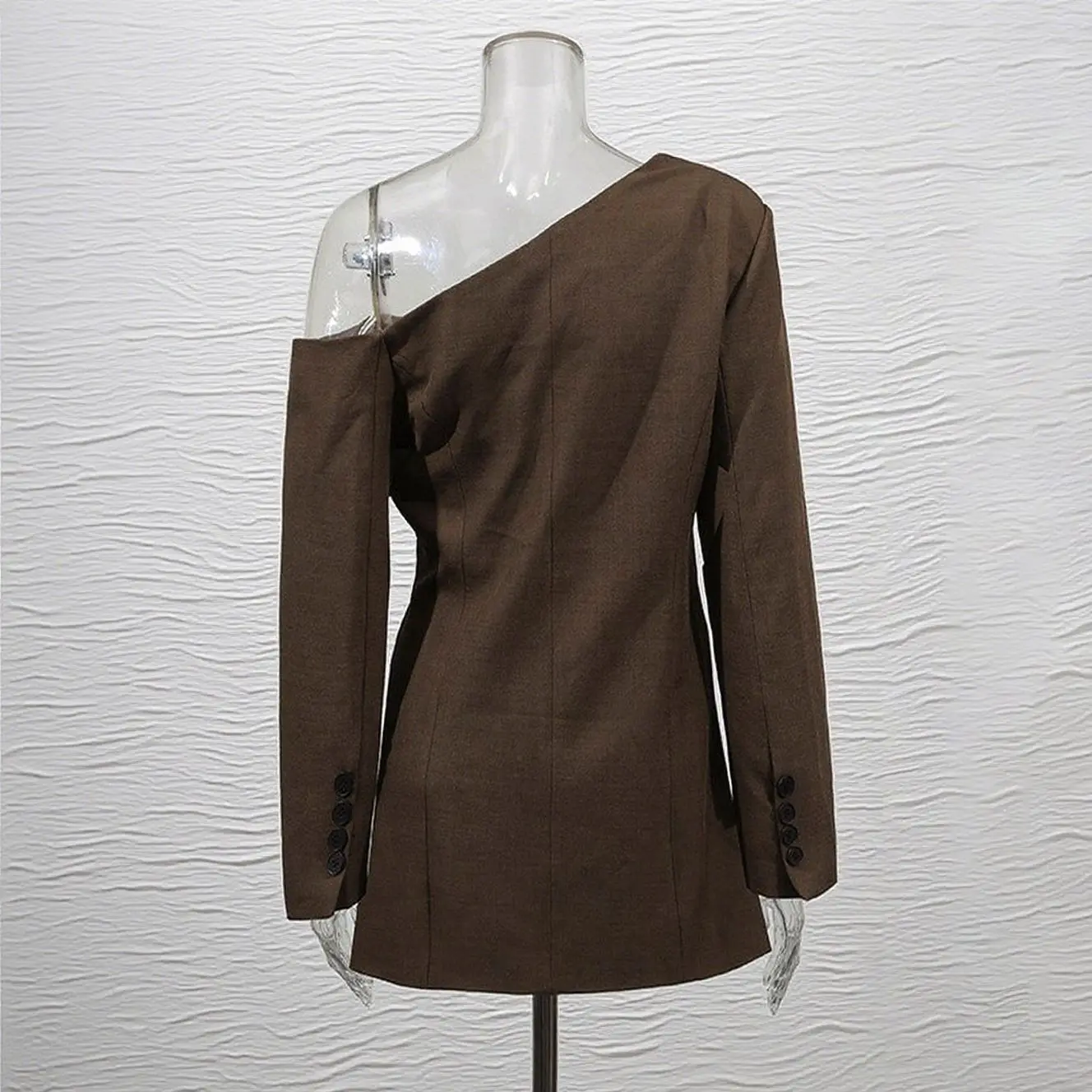 EAEOVNI Designer Mode Blazer Jas Vrouwen V-hals Off Schouder Knop Patchwork Onregelmatig Ontwerp Bovenkleding Jas Nieuwe Kleding