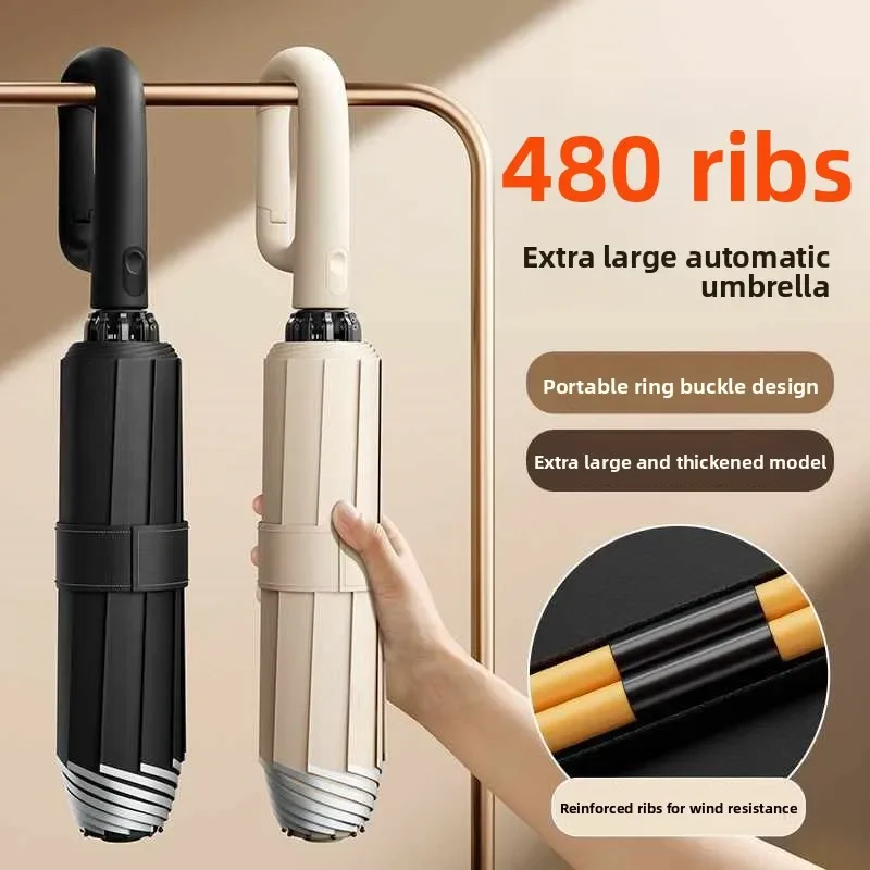 Automatic Folding Umbrella Thickened Reinforced Large Size for Men Women Students School Use Car Carrying Inverted Stack