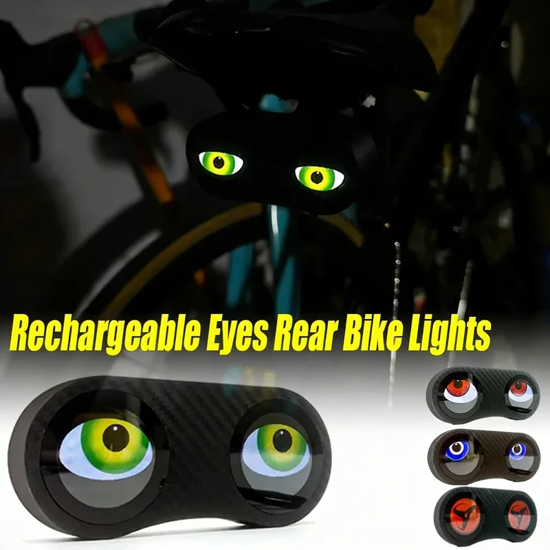Eyes Rear Bike Lights Smart Bicycle Tail Light Devil's Eyes Waterproof Bike Lights for Night Riding with Type C Rechargeable