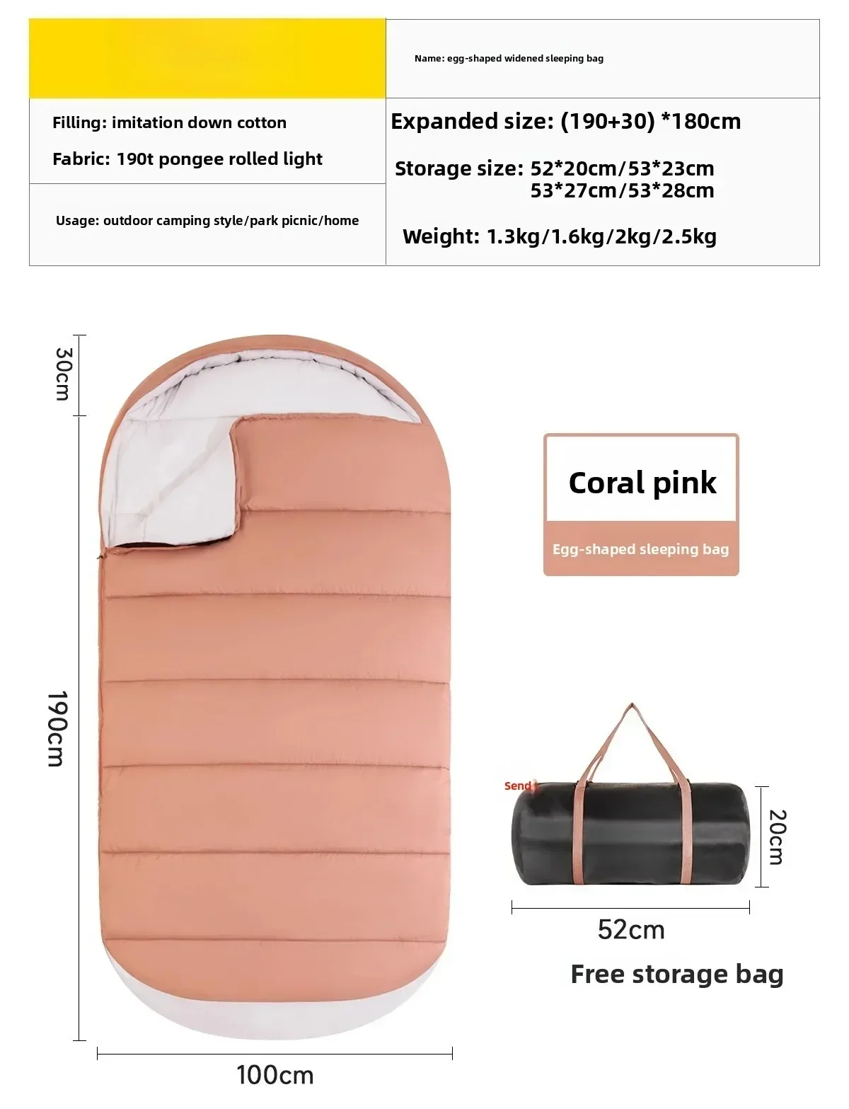 Sleeping bag Adult outdoor camping four-season universal winter thickened cold-proof travel portable single quilt dual-purpose