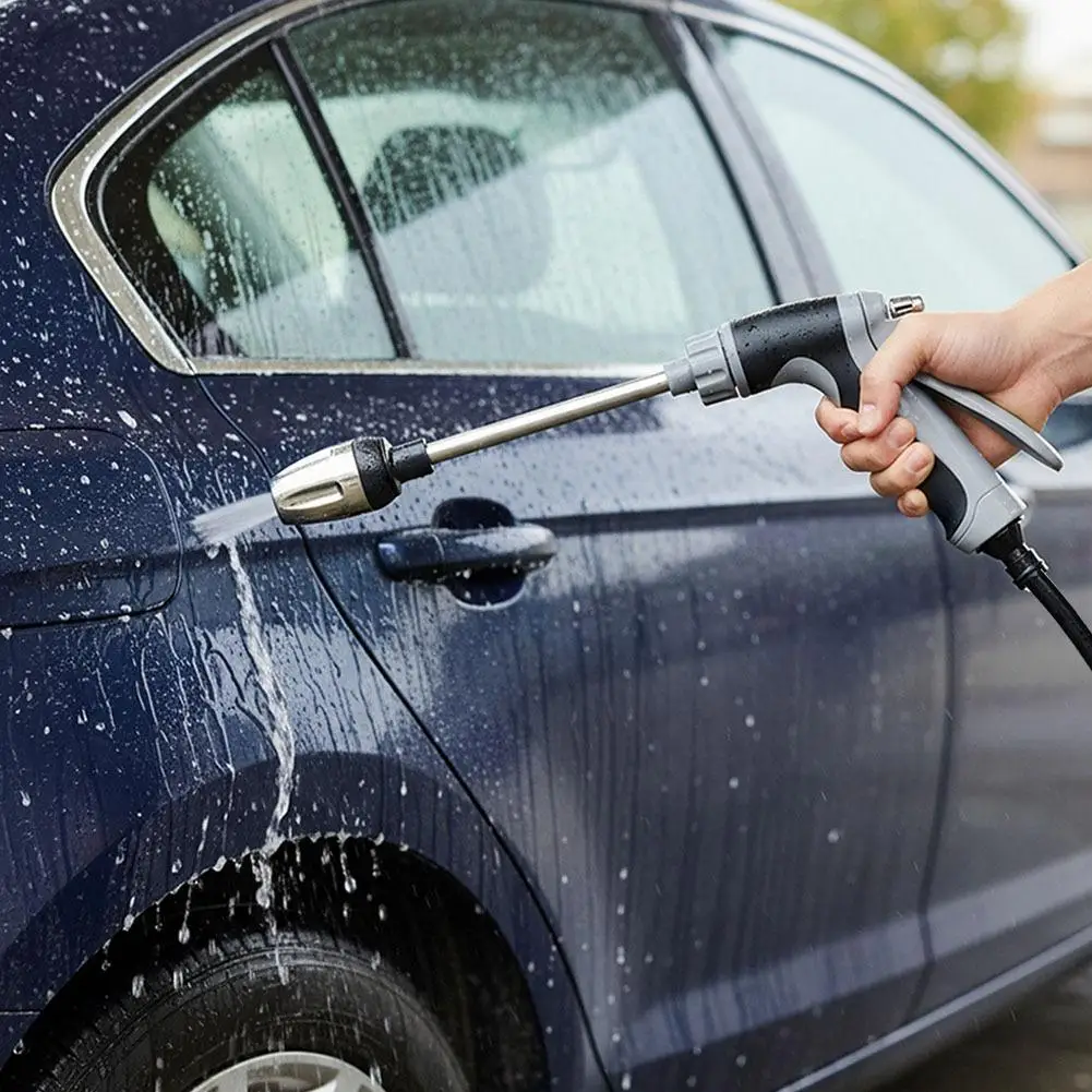 Lightweight High Pressure Water Gun with Rubber Coated Handle Metal Spray Gun for Household Car Wash Garden Watering Tool