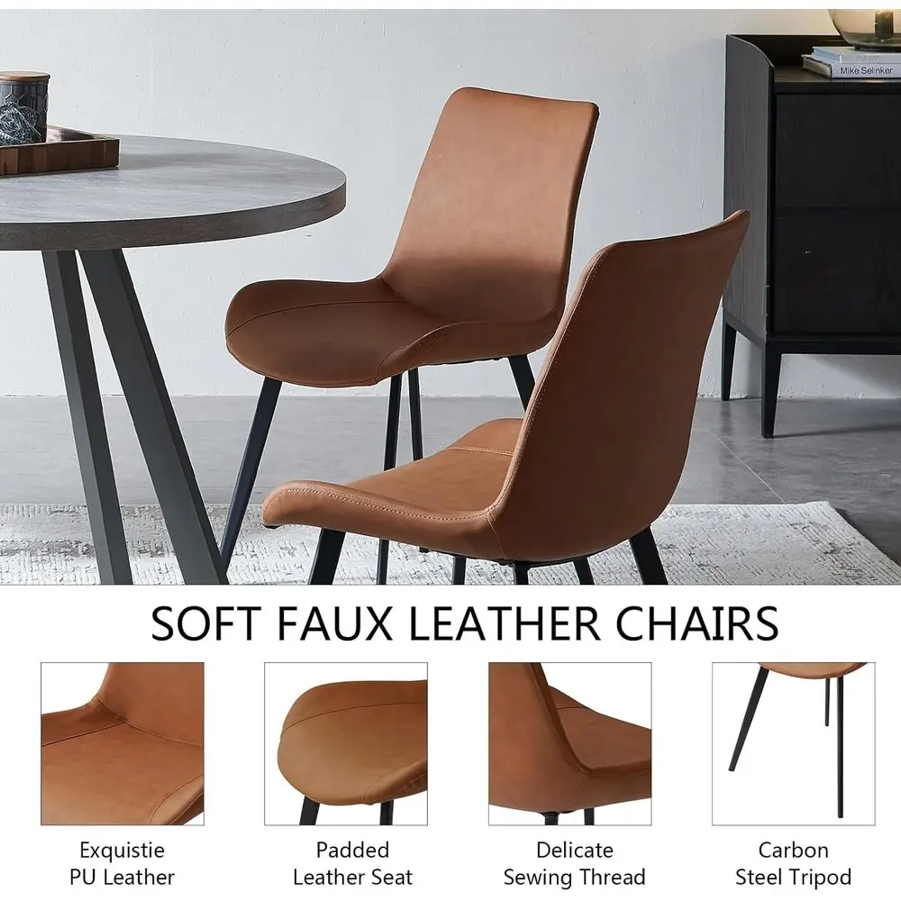 Compact 34.6 Grey Round Dining Table with 2 Brown Chairs, Modern Space-Saving Casual Set for Apartments