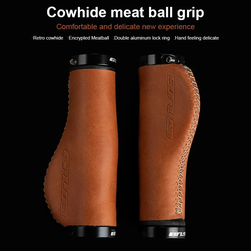 Leather Woven Shock-absorbing Easy Installation Improved Control Comfortable Grip Durable Leather Ergonomic Mountain Bike Grips