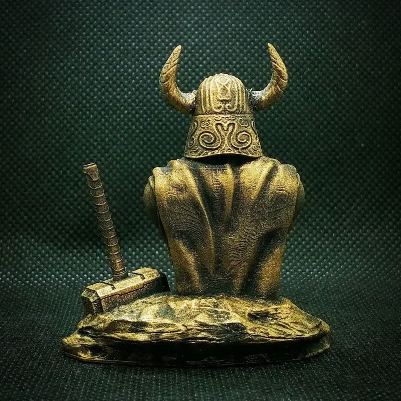 Norse God Odin Bust Statue with Mjölnir Hammer, Resin Half Body Sculpture, Viking Mythology Collectible Figurine, Home Decor
