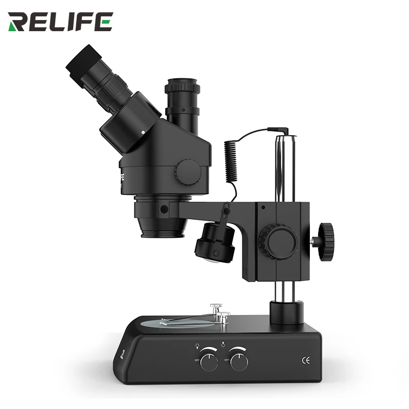 

NEW ARRIVAL RELIFE RL-M3T-2L 7X-45X Trinocular HD Stereo Microscope with light source Video Digital Microscope with stand