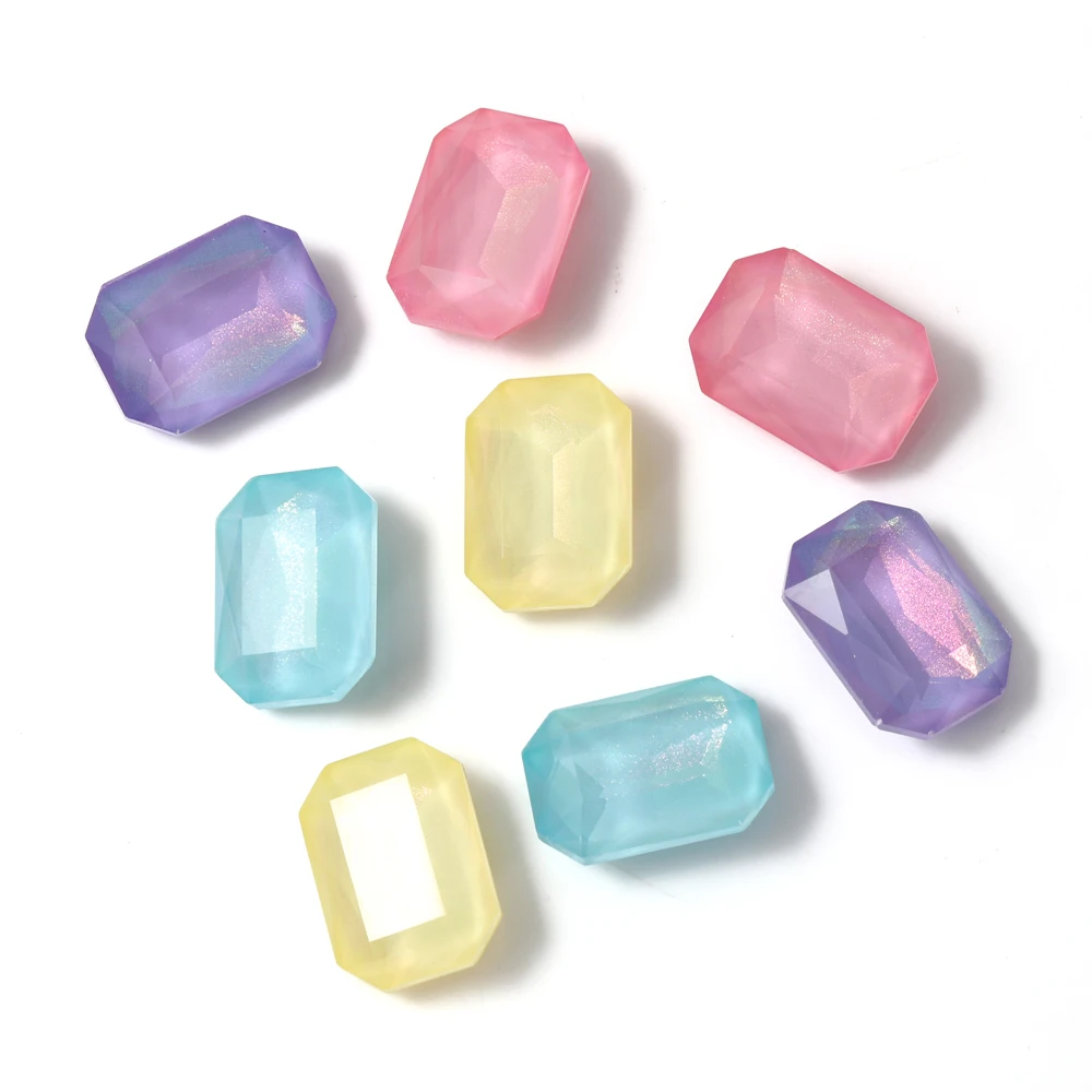 10x14mm Octagon Strass Nail Rhinestones Pointback Glass Strass Crystal Glitter Mocha Jewelry Accessories Glue On Nail Charms