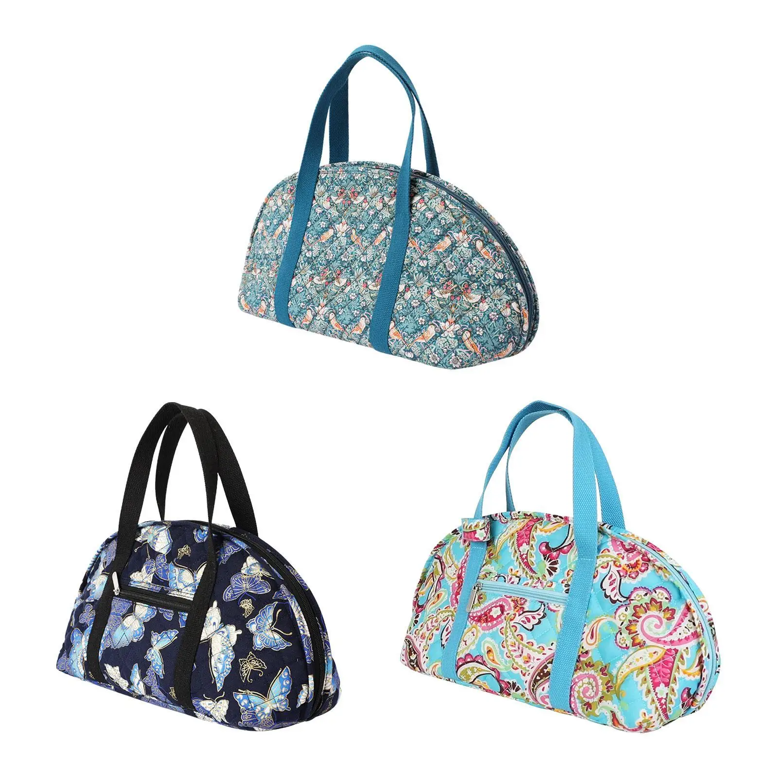 Knitting Crochet Hooks Storage Pouch Bag Quilted Cotton Yarn Tote Organizer for Travel Sewing Supplies Portable Case