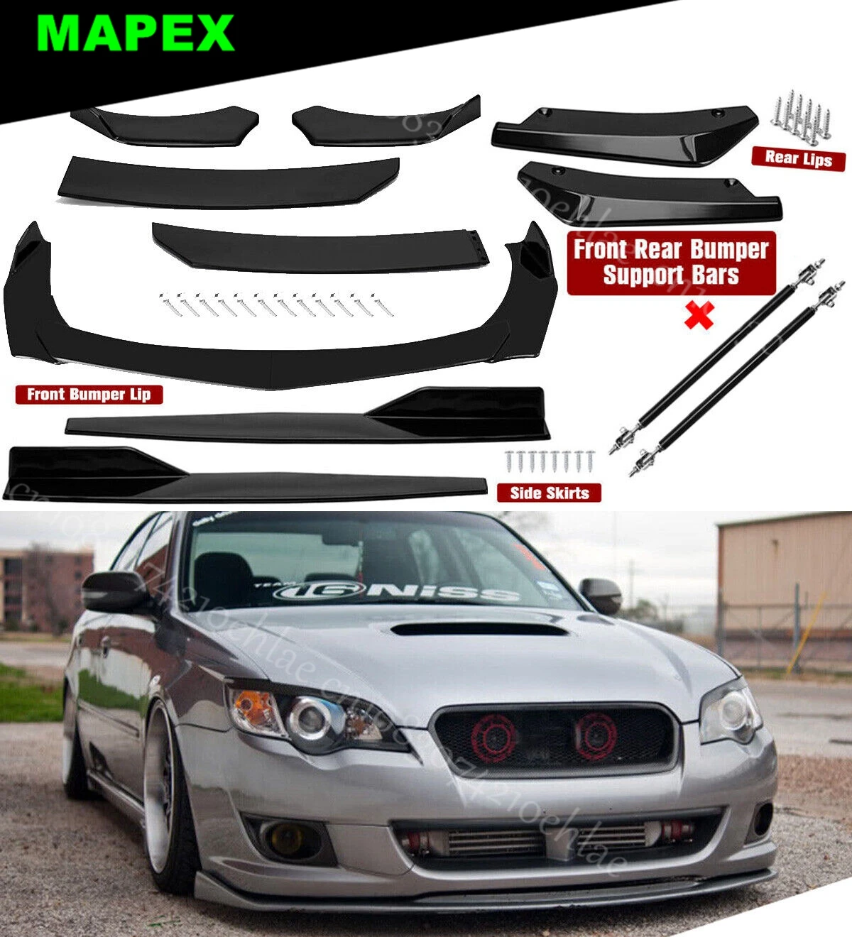 For Subaru Legacy/ Front Rear Bumper Lip Spoiler Splitter Body Kit Side-Skirt