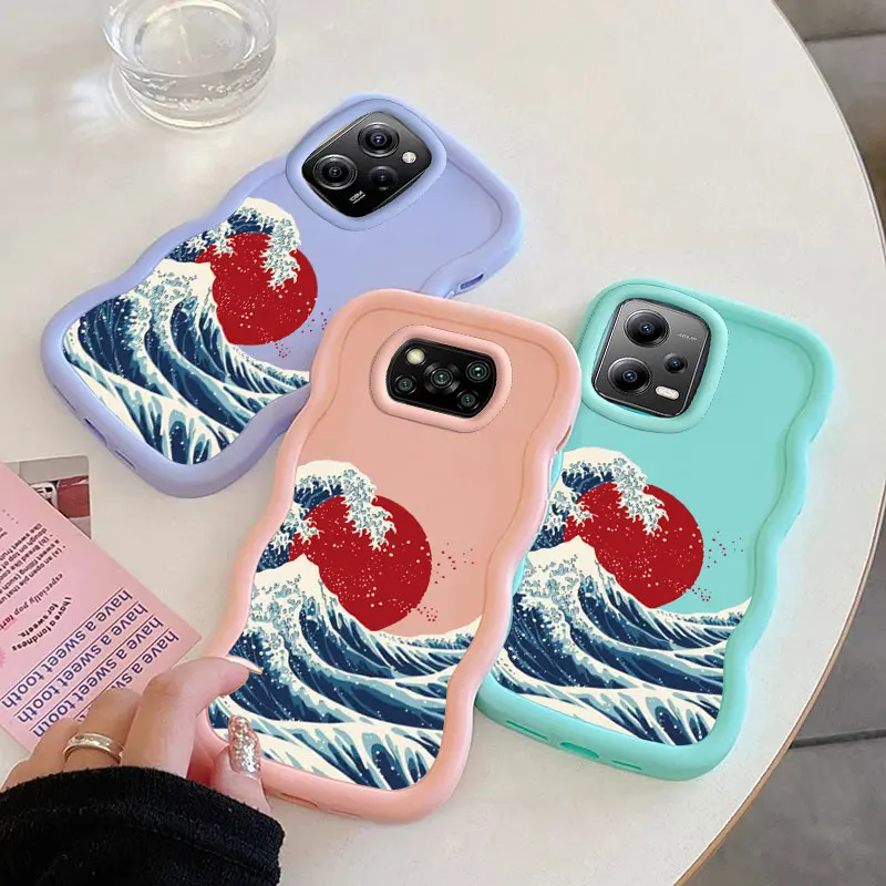 Nice Sea Fashion Phone Case For Xiaomi POCO C50 M5S M6 X3 NFC X5 X6 Pro 4G 5G  Soft Coque Wavy Edged Shockproof Cover Girl Shell