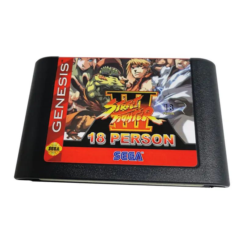 스트리트 파이터 III 세가 메가 드라이브용 게임 카드, 정품 콘솔용, 18 인, 16 비트 MD 게임 카드 