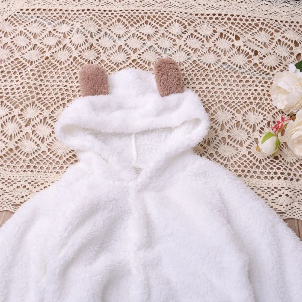Cute Warm Baby Jumpsuits Hooded 3-6 Months Infant Rompers Long Sleeve Newborn Onesie Pajamas