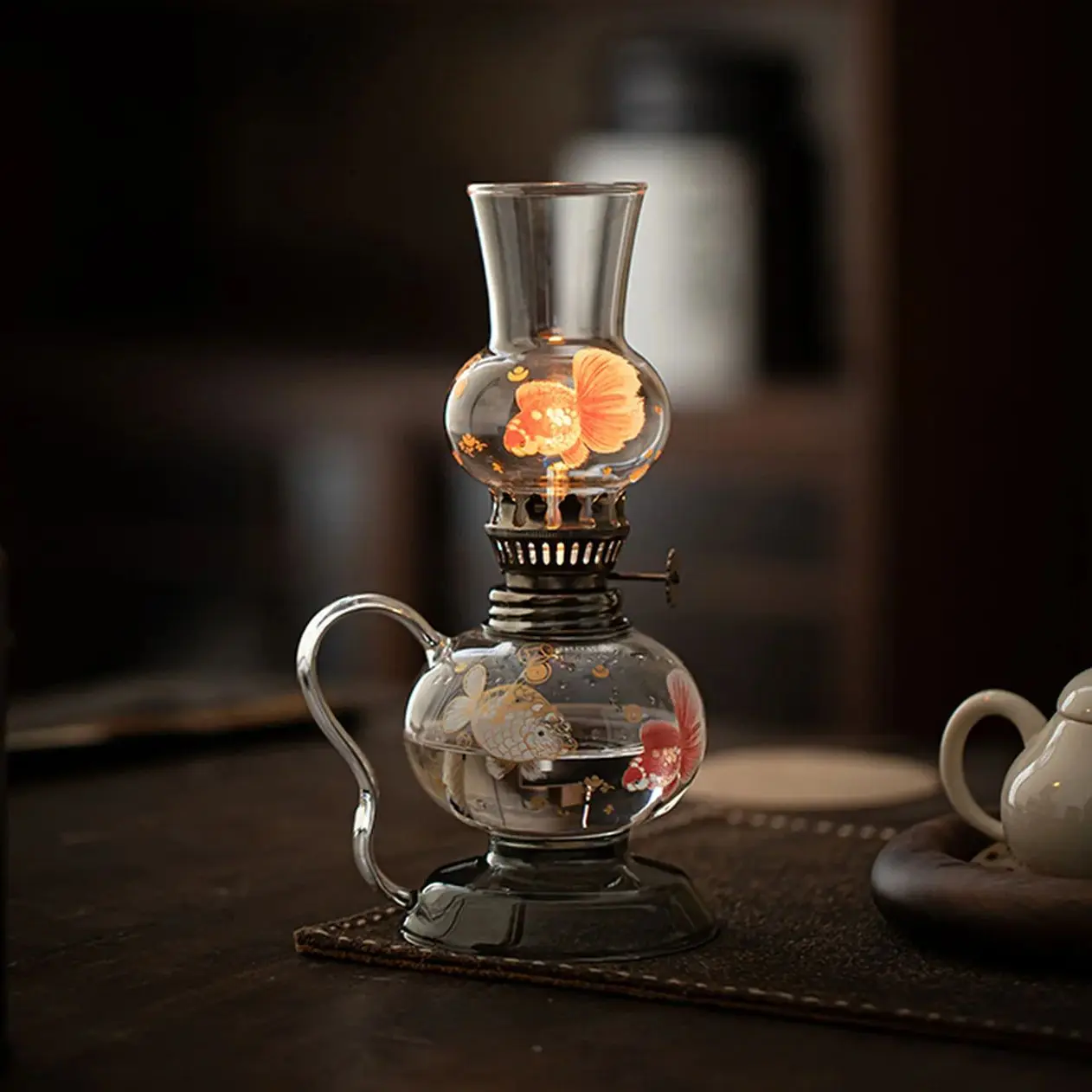 Elegant High Borosilicate Glass Oil Lamp Vintage Ambiance Aesthetic Hurricane Butter Lamp Lighting for Home Decor